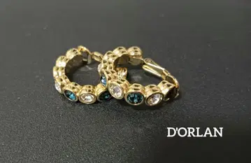 D'ORLAN 골드 후프 귀찌 터콰이즈 크리스탈
