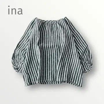 새상품급 ina 이나 린넨 스트라이프 7분 길이 루즈핏 블라우스 일본제