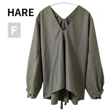 새상품급 HARE 하레 긴팔 블라우스 셔츠 백리본 카키