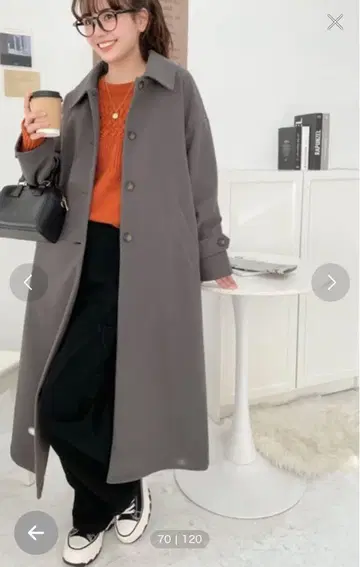그레이 롱 코트 허리 벨트 포함
