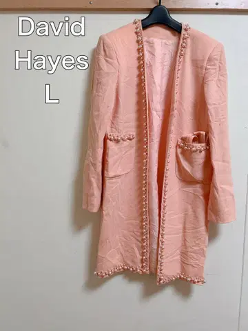 David Hayes 핑크 롱 자켓 사이즈 8 L