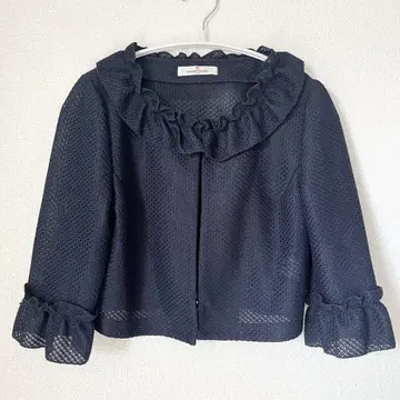갤러리 비스콘티 가디건 가디건 겉옷 프릴 네이비 짜임 레이스