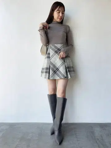 로빙 체크 미니 스커트 아이보리 0