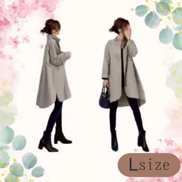 깔끔한 트렌치코트 L 사이즈 A라인 스탠드넥 베이지 가벼운