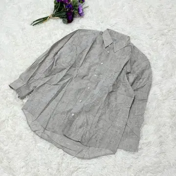 SIMPLE LIFE 긴팔 셔츠 자카드 직물 그레이 면100 캐주얼
