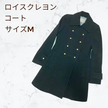 로이스크레용 코트 골드 버튼 레트로 블랙