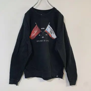 Primitive 프린트 맨투맨 블랙 L 플래그 로고