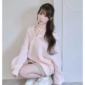 모헤어 니트 후디 핑크 로제 뮤즈 오타니 에미리