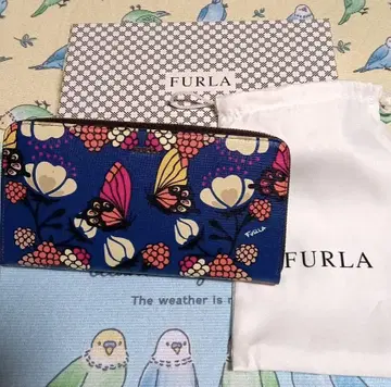 FURLA 훌라 나비 지갑 코팅 가죽 지퍼 어라운드