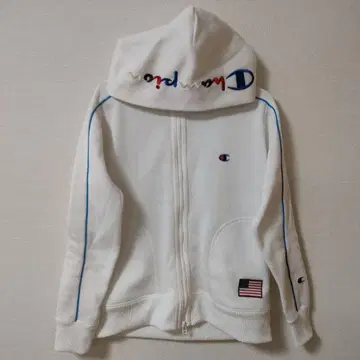 Champion 풀 집업 후드티 화이트