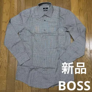 BOSS 슬림핏 체크 무늬 긴팔 셔츠