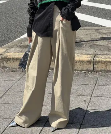 chuclla 2턱 사이드 포켓 와이드 팬츠