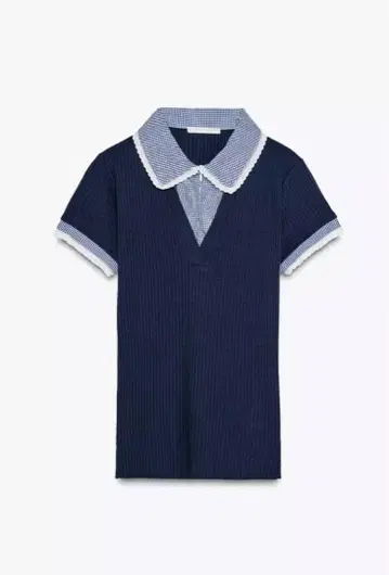 ZARA 피터팬 칼라 리브 편직 T셔츠 S