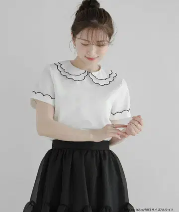[ 택 포함 ] 자수 더블 칼라 레이어드 상의