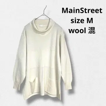MainStreet 니트 스웨터 울 혼방 화이트 M 루즈핏 체형 커버