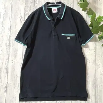LACOSTE LIVE 블랙 피케 셔츠 남성용 4 그린 라인