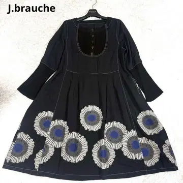 J.branche 니트 도킹 원피스 자수 꽃무늬