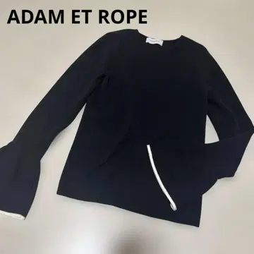 ADAM ET ROPE 블랙 긴팔 니트 벨 슬리브