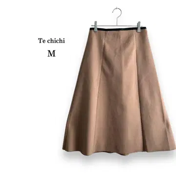 [ Te chichi ] 테치치 가죽 믹스 롱 플레어 스커트 베이지 M