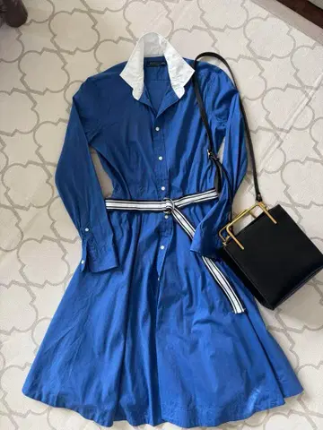 랄프 로렌 셔츠 원피스 스트라이프 벨트 포함