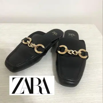 ZARA 블랙 골드 체인 로퍼 35