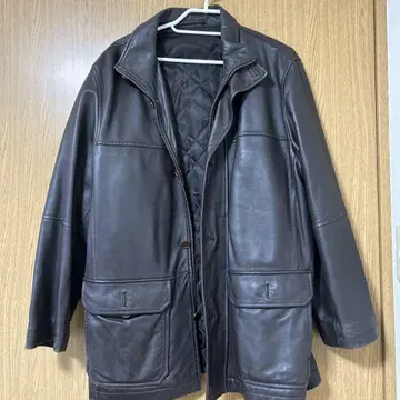 다크 브라운 가죽 롱 자켓
