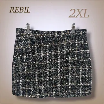 트위드풍 미니 스커트 스팽글 라메 빅 사이즈 2XL 고급 귀여운