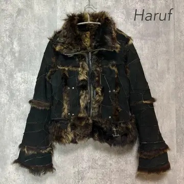 Haruf 하 리얼 무스탕 라무 가죽 라이더 자켓