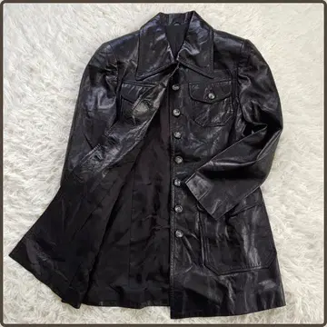 00sArchivevintage 롱 가죽 자켓 코트 양가죽 블랙 일본제