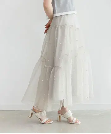 RANDA/펄 오간자 캉캉 스커트 m/그레이S