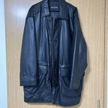 블랙 가죽 롱 자켓