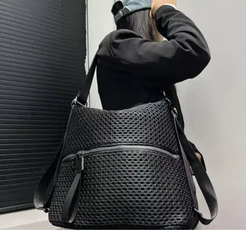 미사용 새상품 나일론 메쉬 숄더백 폴리에스테르 안감 부착 지퍼 포함