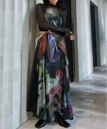 AMERI SMOKE FLOWER FLARE DRESS