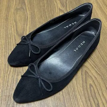 [ 새상품급 ] REGAL 블랙 플랫슈즈 22.5cm 스웨이드 원단