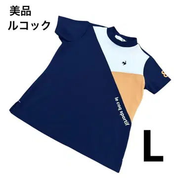 [ 새상품급 ] 르꼬끄 골프 모크넥 반팔 셔츠 L 사이즈 네이비