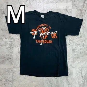 길단 티셔츠 남성용 M 블랙 코튼 미국 오클라호마주