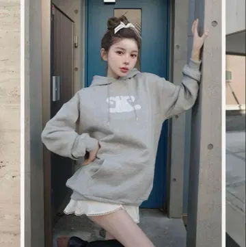Darich 레이스업 아플리케 로고 후디