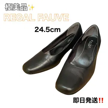 컨디션 최상 REGAL FAUVE 리갈 가죽 펌프스 블랙 와이드 힐