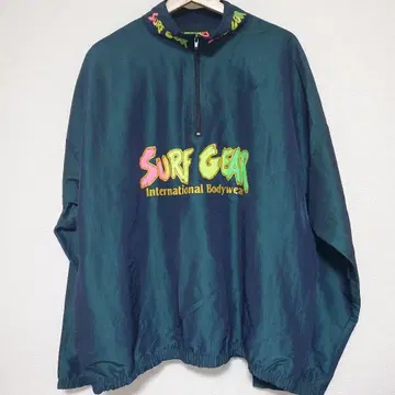 [ 빈티지 ] SURF GEAR 다크 그린 하프 지퍼 자켓
