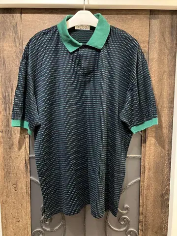 FONTANA MILANO 도트 패턴 피케 셔츠 네이비/그린 사이즈 7