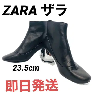 [ 새상품급 ] ZARA 자라 가죽 백 지퍼 부츠 37 23.5cm 블랙