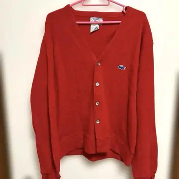 70~80년대 IZOD LACOSTE 실달기 택 파랑 악어 가디건 빨간색