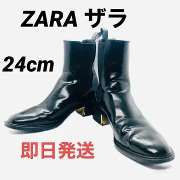 [새상품급] ZARA 자라 가죽 사이드 고어 부츠 38 24cm 블랙