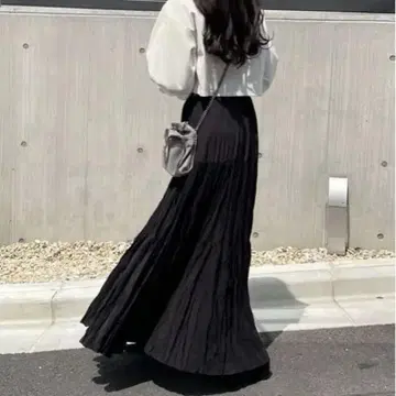 [ 새상품급 ] nairo 와셔 플리츠 스커트 블랙 M