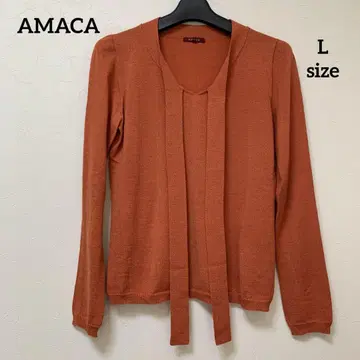 [새상품급] AMACA 니트탑 리본 타이 어른 페미닌 오렌지
