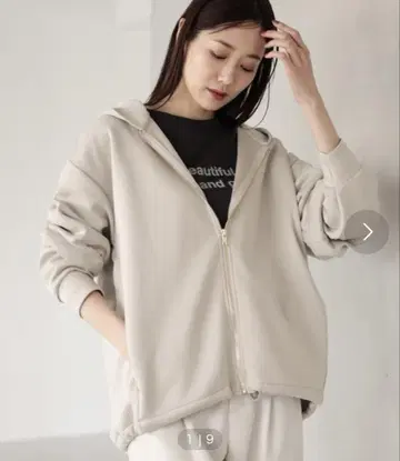 글로벌 워크 라이트 쿠션 ZIP 후드티 L 그레이쉬 베이지