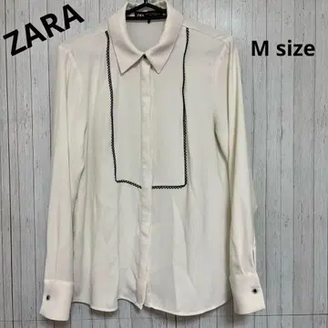 [새상품급] ZARA 자라 콤비셔츠 레이스트림 긴팔 화이트 M