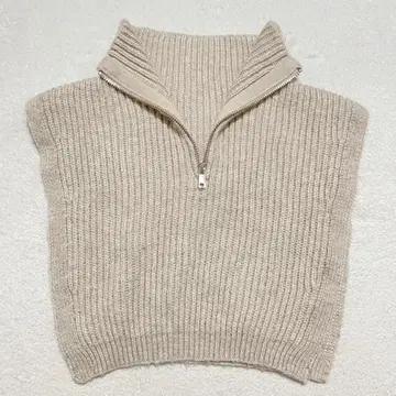 에이치앤엠 H&M 니트 베스트 하프 지퍼 크롭 하이넥 F