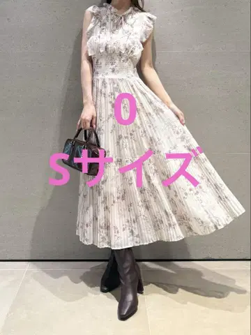 SNIDEL 프린트 플리츠 셔링 원피스 PBEG 0 S 사이즈