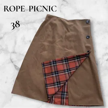 [ 새상품급 ] ROPE PICNIC 랩스커트 브라운 체크 리버서블